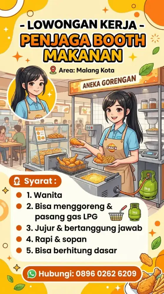 Wanita jaga booth/stan makanan