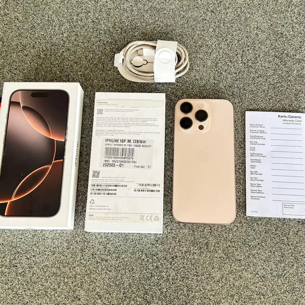 Iphone 16 pro ibox 128gb fullset original bh 89 mulus like new