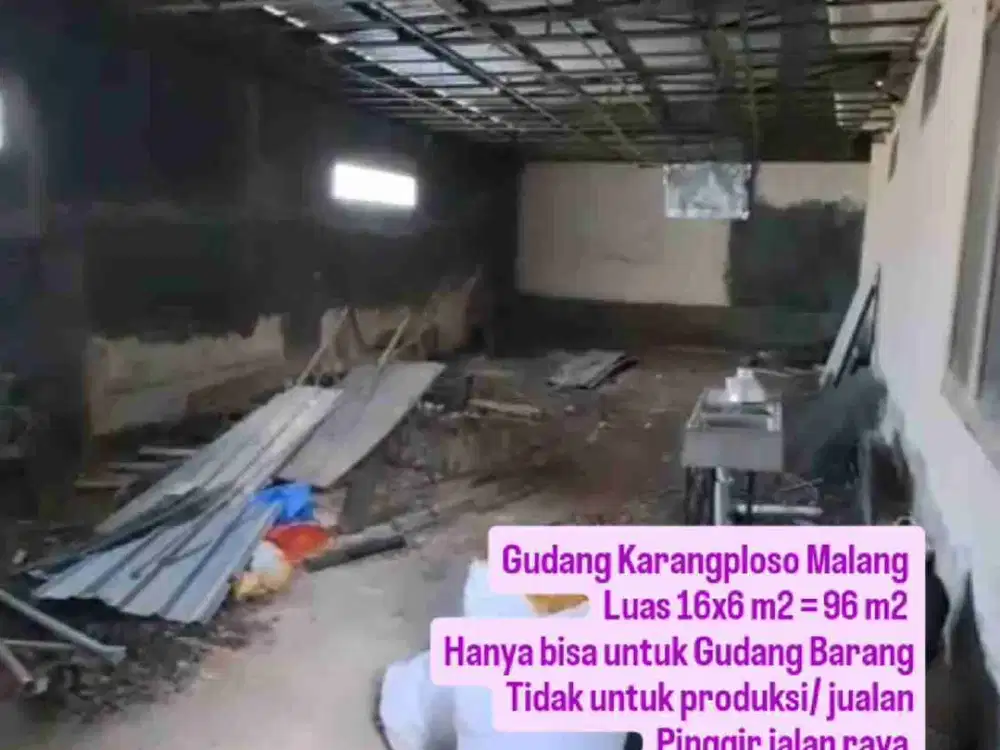 sewa Gudang Malang Karang Ploso luas 96 m2