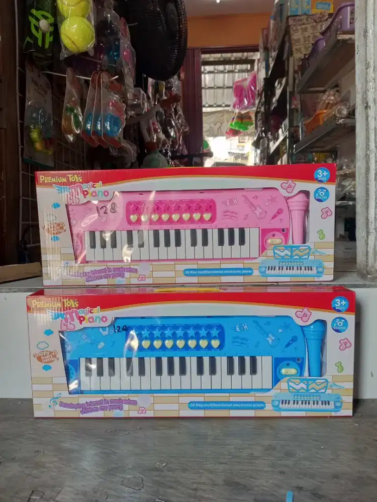 Mainan anak piano musician set mic baterai