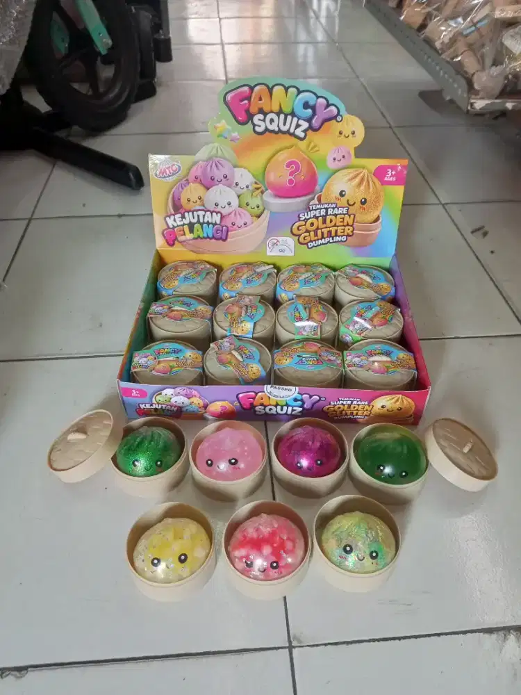 Mainan anak fancy squishy dumpling gliter medium