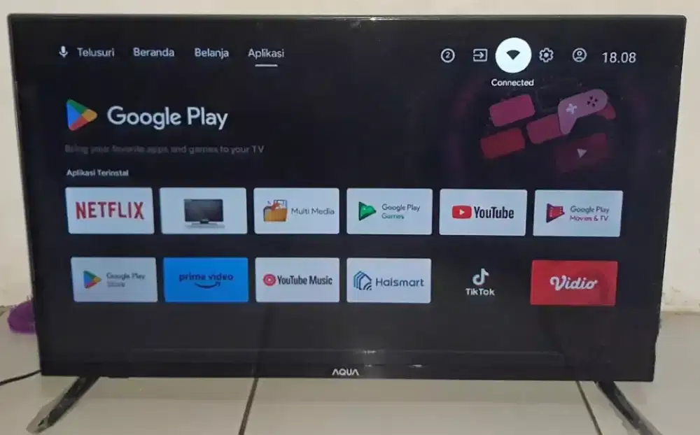TV LED 32 INC AQUA SMART ANDROID&DIGITAL BAGUS NORMAL GBR BENING BEKUT