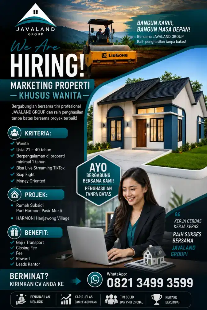 Dicari Marketing Properti Rumah Subsidi Puri Harmoni