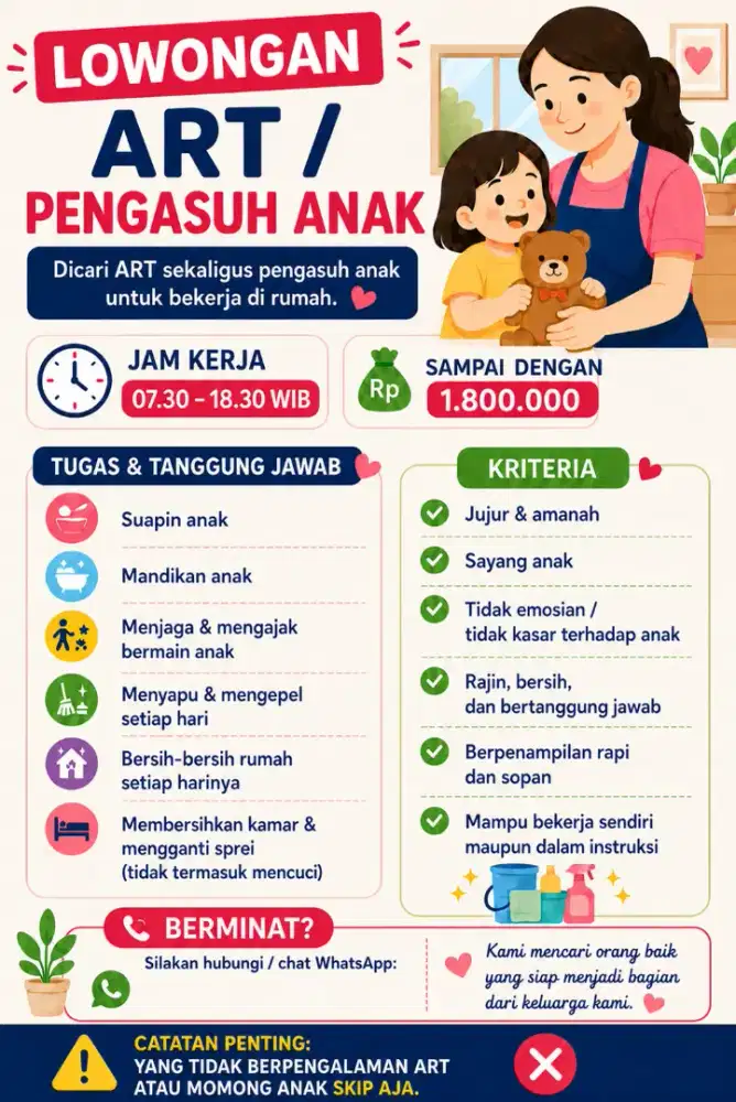 Lowongan ART & Jagain Anak