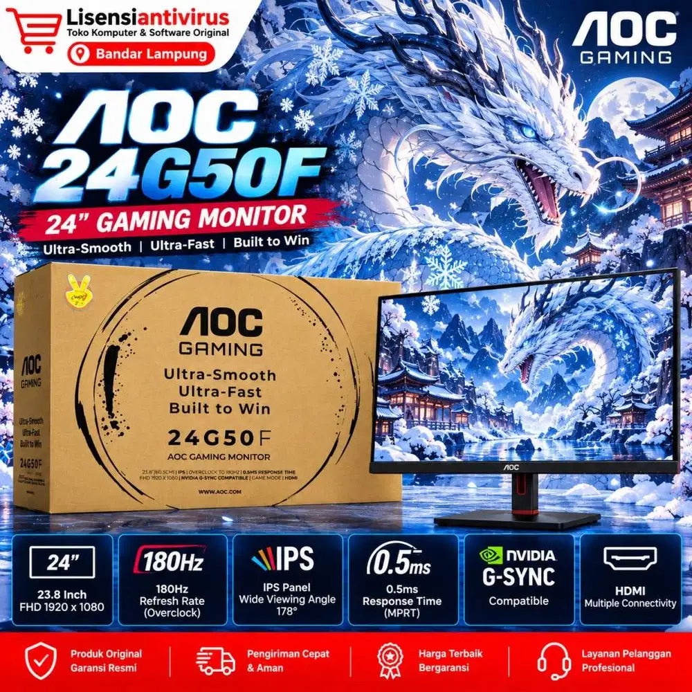 Monitor LED AOC 24G50F Adaptive Sync 23,8 IPS 144Hz(180Hz Over Clock)