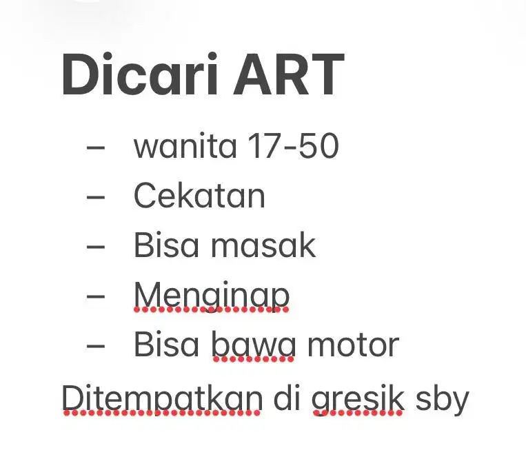 Di cari Asisten Rumah Tangga