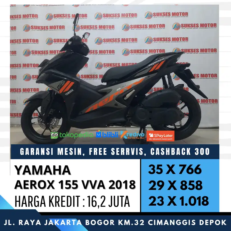 AEROX 155 VVA 2018 UNIT MULUS BERGARANSI SIAP PAKAI CASH/KREDIT