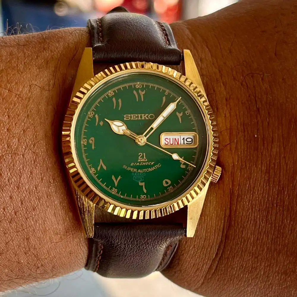 Seiko Green Arabic Datejust Gold Top