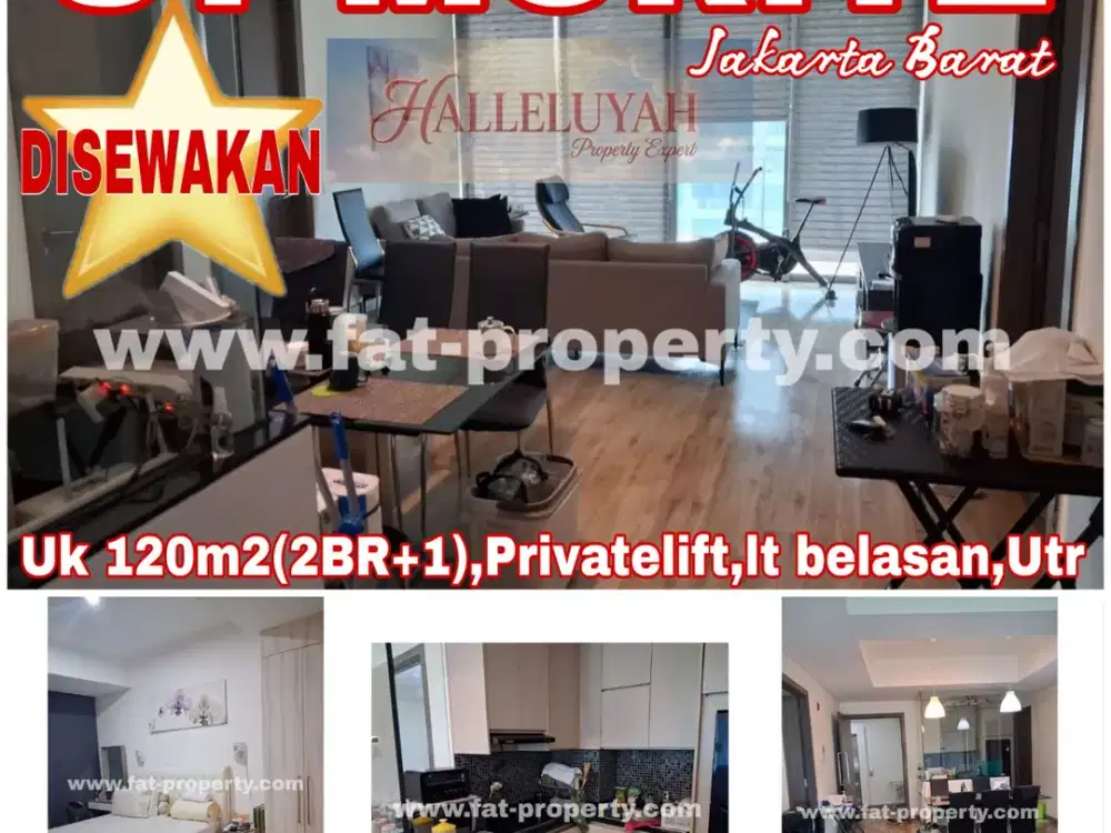 Disewakan Apt ST MORITZ Tower New Presidential 120m2(2BR+1)Privatelift,furnished