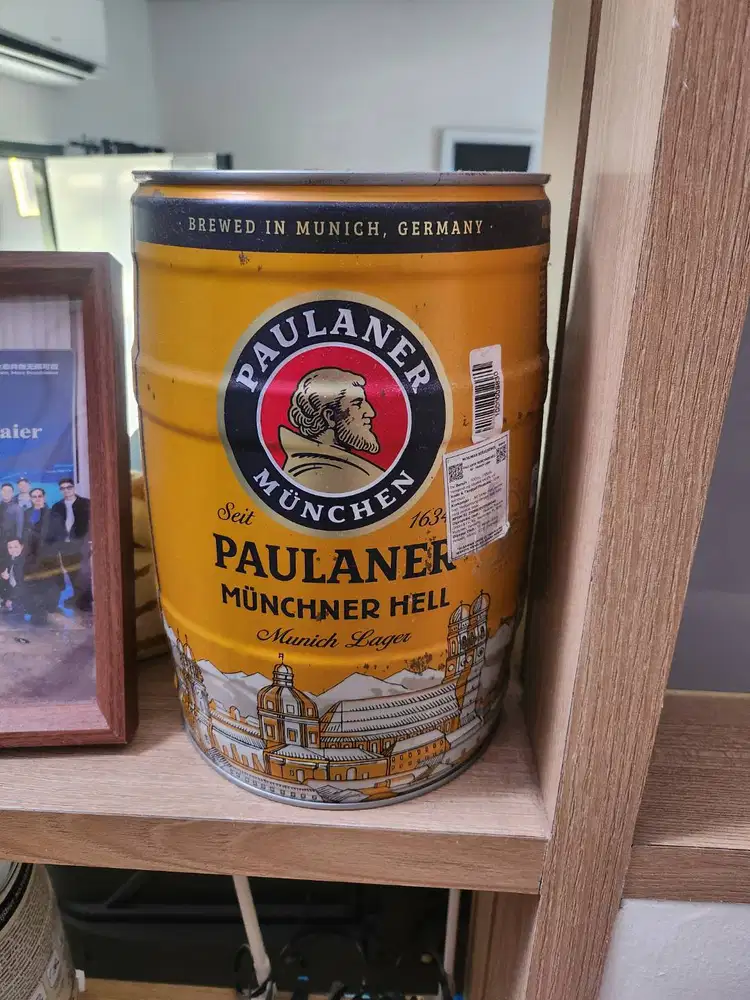 Sepasang Tong Kaleng Bir Paulaner 5 Liter Mini Keg Asli Germany Pajang