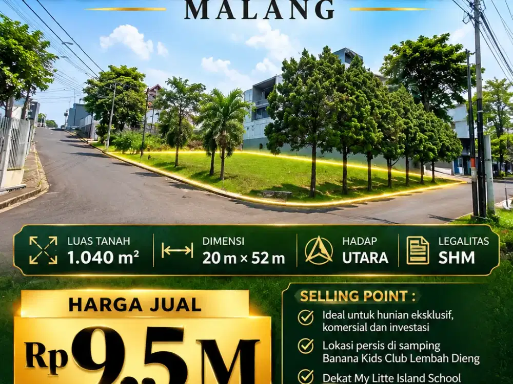 Tanah Hook Strategis di poros jalan Dieng Malang