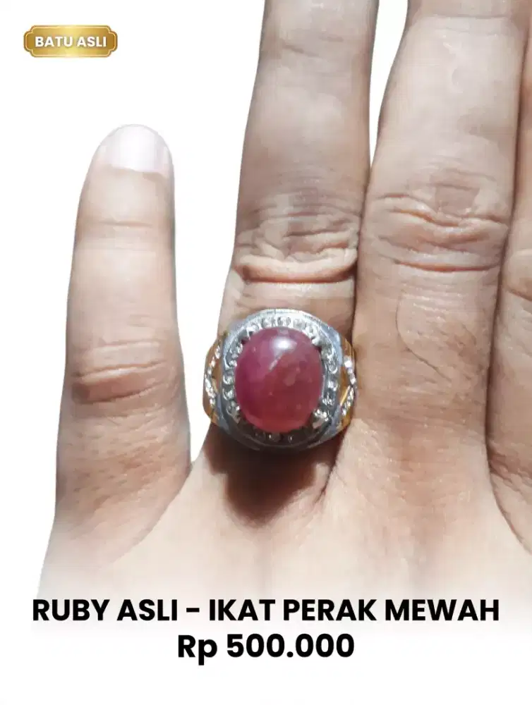Batu Ruby Asli ikat Perak