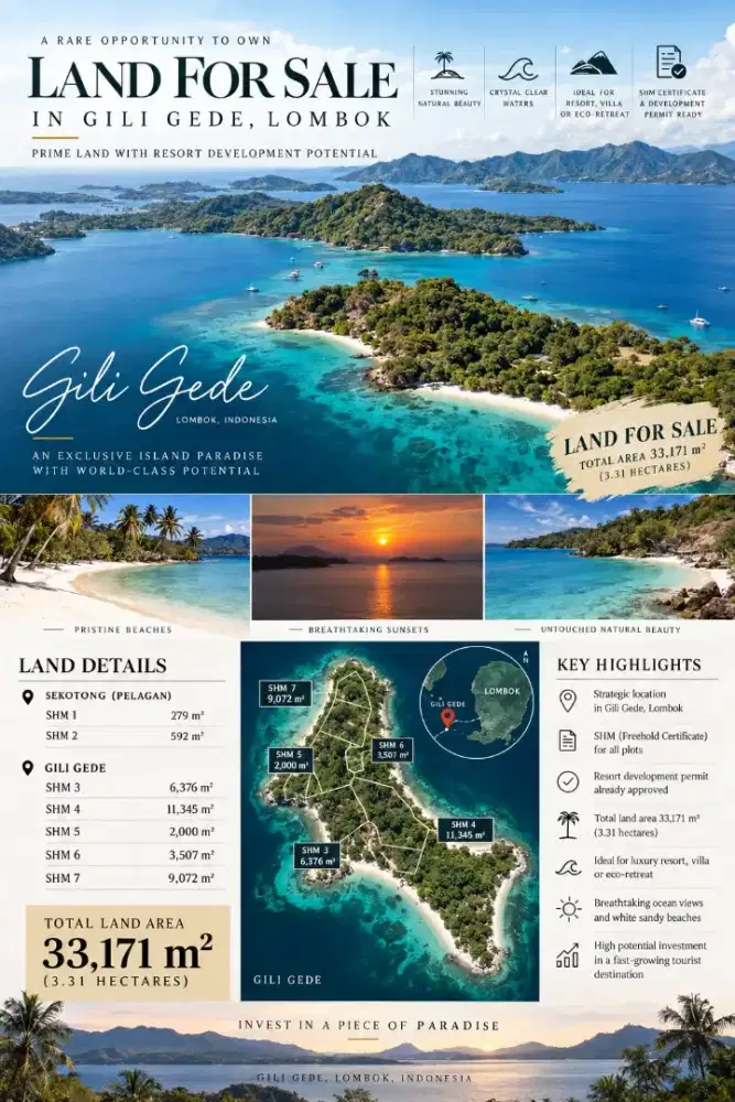 DIJUAL PULAU SURGA EKSOTIS di GILI GEDE, LOMBOK