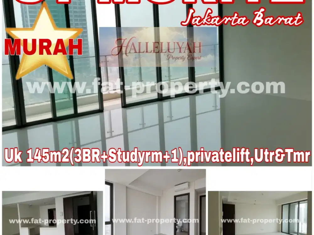 MURAH!Dijual Apt ST MORITZ Twr basador 145m2(3BR+studyrm+1),privatelift,Utr&Tmr
