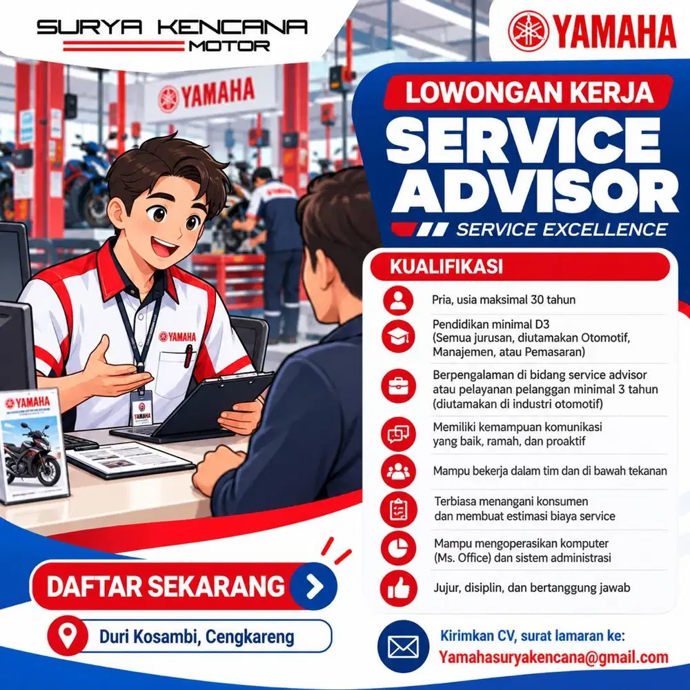 Lowongan service advisor bengkel
