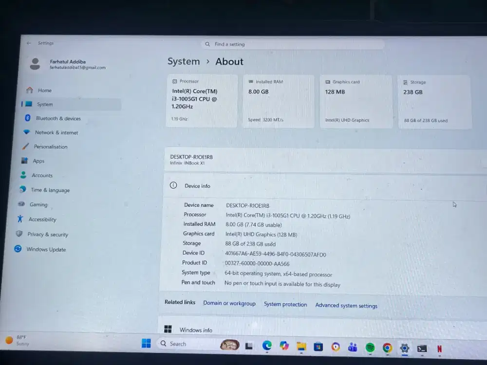 Dijual Laptop Infinix Inbook X1