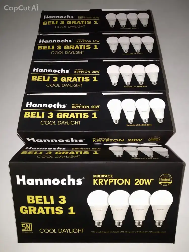 LAMPU LED HANNOCHS 20 WATT 5 PACK = 20 BIJI JAMIN BARU DAN ORI