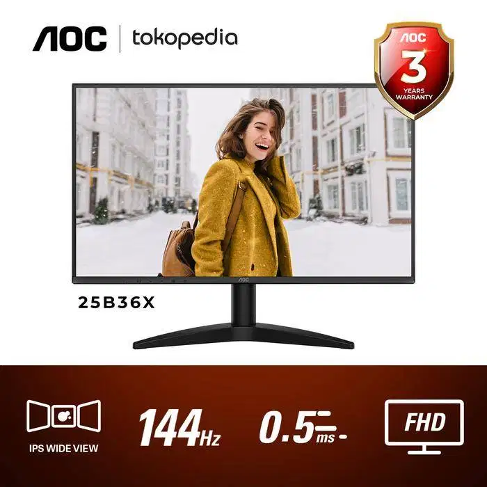 Monitor LED AOC 25B36X IPS 24.5 0.5Ms 144Hz FHD HDR10 AdaptiveSync HD