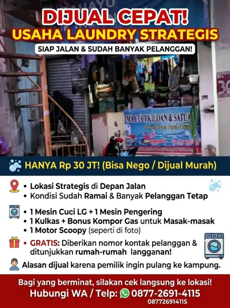 Di jual tempat londry, kondisi sudah ramai