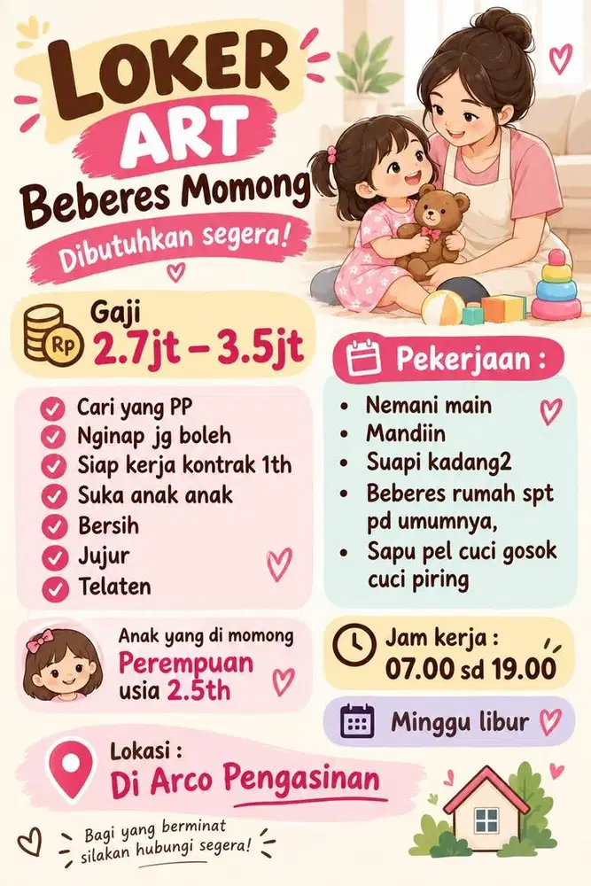 cari cepat art sitter beberes momong