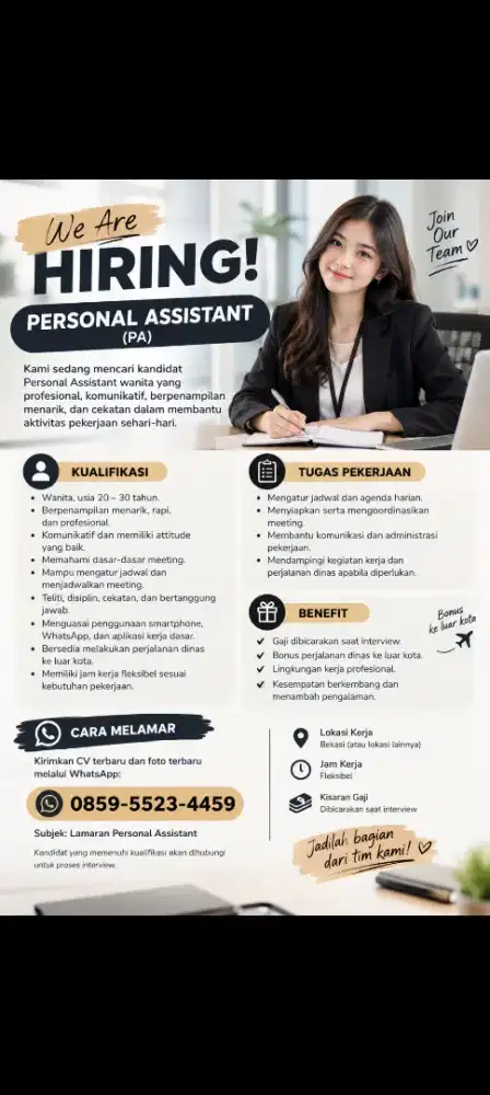 DIBUTUHKAN SEGERA Personal asisten