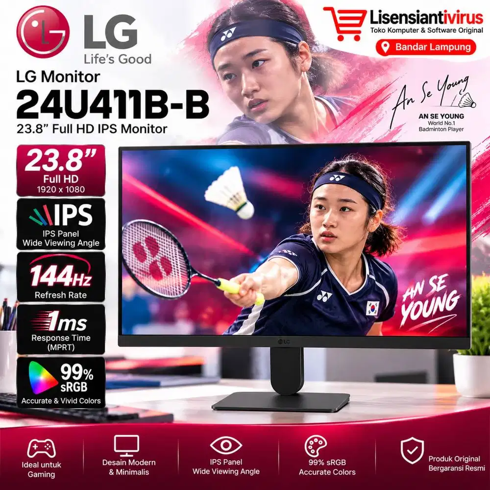 Monitor LG IPS 24U411B-B 144Hz Full HD 4-Side Borderless sRGB99% HDR10