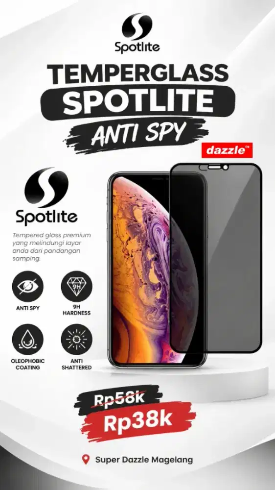 Temperglass Spotlite Anti Spy