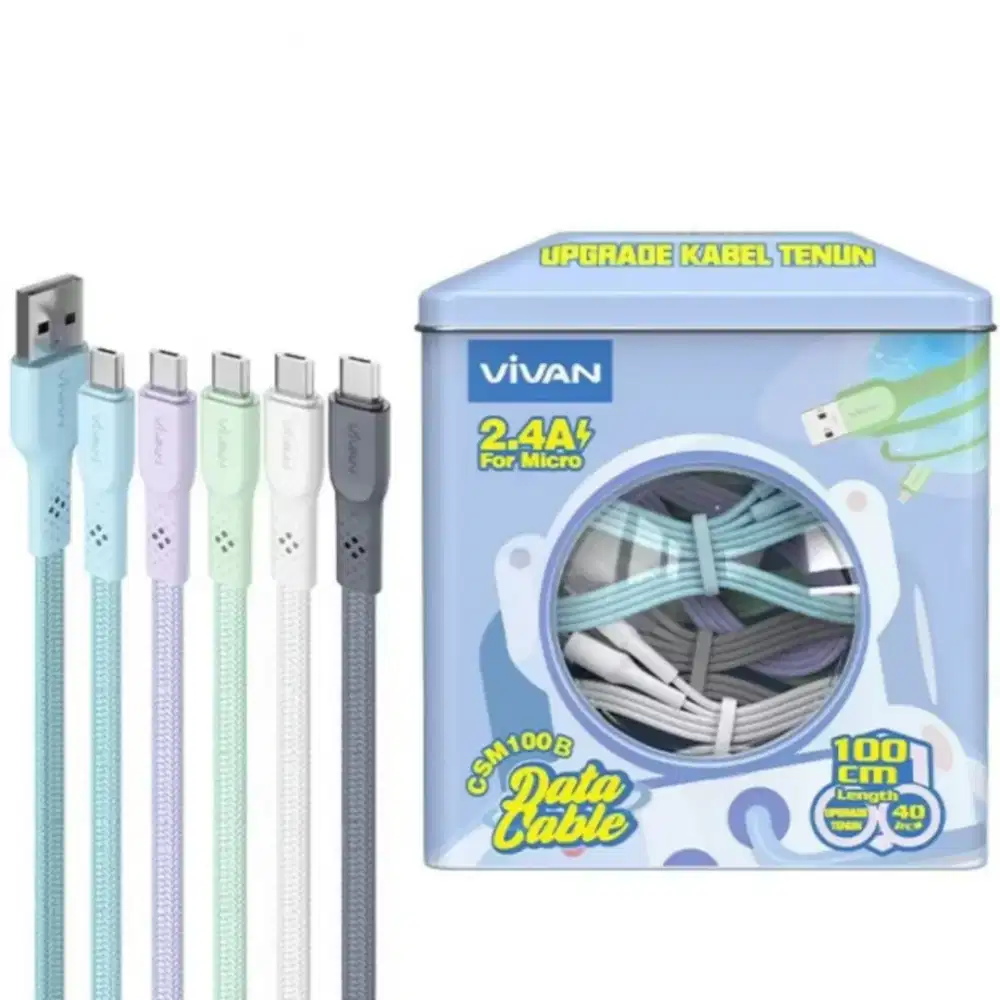 Kabel Data Vivan Usb Micro 2.4A 100cm Kabel Cas Vivan Fast Charging