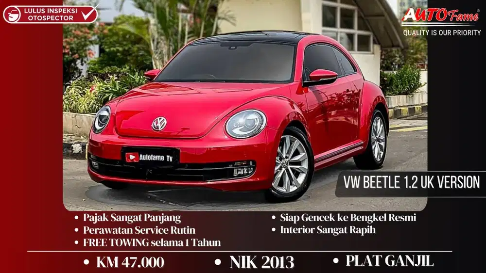 KM47RB Volkswagen Beetle 1.2 UK Version NIK 2013 Tornado Red On Black