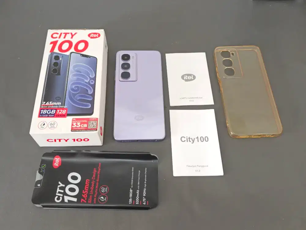 Itel City 100 Purpel DualSim Ram 6+12Gb Rom 128Gb Fullset Mulus