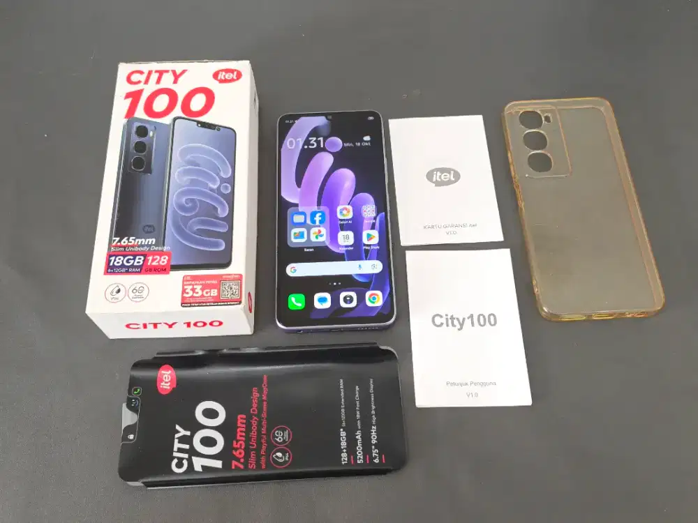 Android Itel City 100 Purpel Ram 6+12Gb Rom 128Gb Fullset Dual Sim
