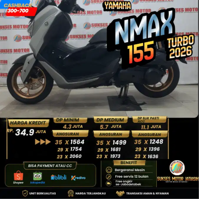 YAMAHA NMAX TURBO PLAT BEKASI KOTA KM MASIH RENDAH BISA CASH & KREDIT