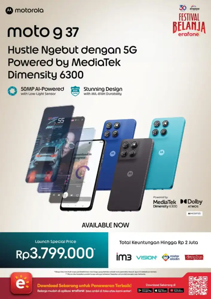MOTOROLA G37 5G TERBARU 4/64GB 5G UNDER 4 JUTA