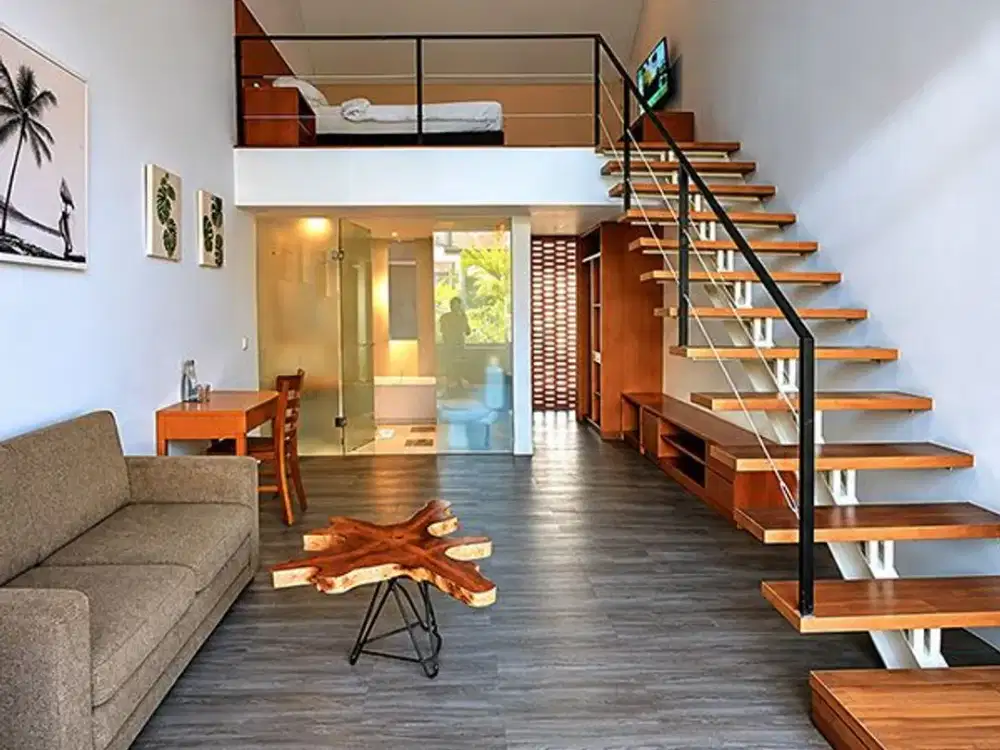 AMR-221.SSZ | Stylish Mezzanine Apartment For Monthly Rent In Kerobokan Bali