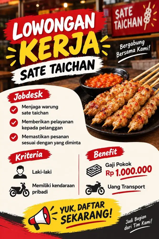 Dibutuhkan segera crew sate taichan