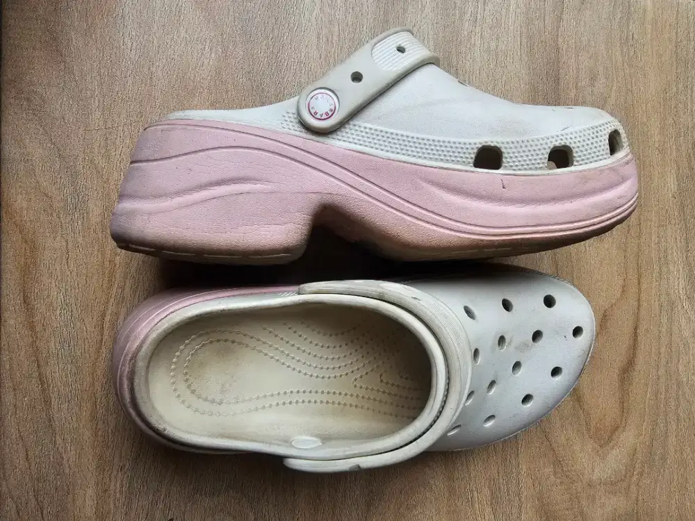 Sandal Karet Selop Ala Crocs Pink Putih Size 39