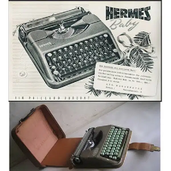 Original - Antik mesin ketik / mesin tik dengan merek HERMES Swiss