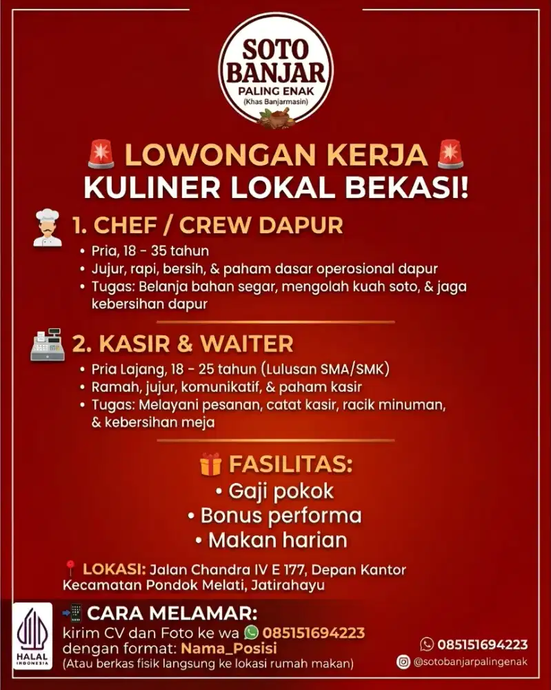 Lowongan Kerja Crew Dapur & Waiter