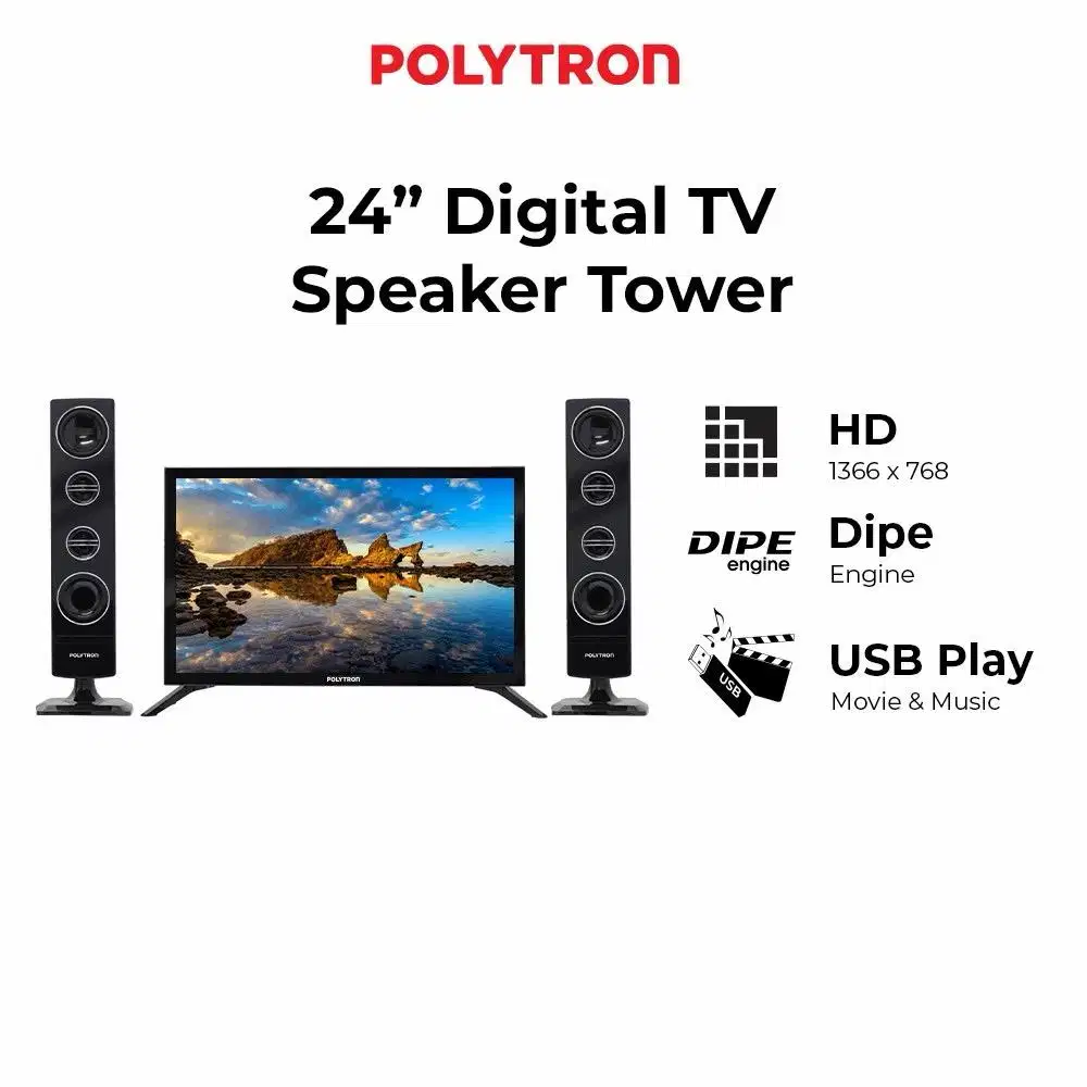 New Smart Digital LED TV POLYTRON CINEMAX Tower Speaker 24inchi