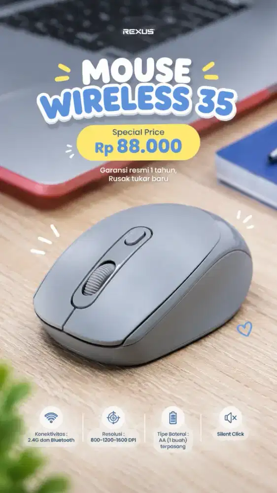 Mouse office wireless rexus Q35