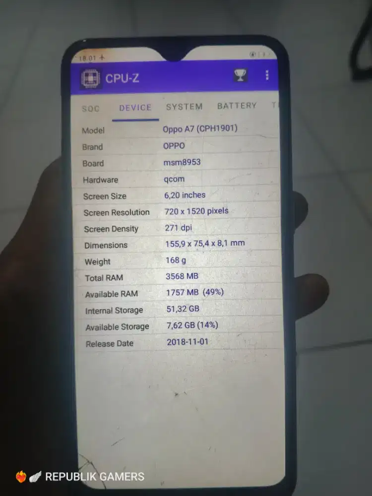 Oppo a7 ram 4/64