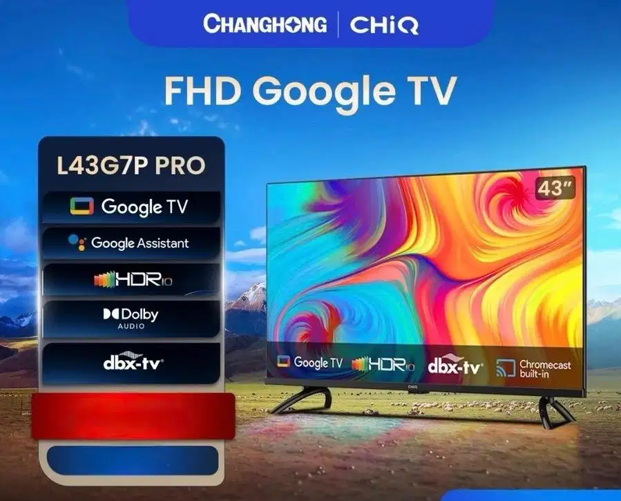 New Smart Digital Google TV CHIQ FULLHD 43inchi+Free Bracket