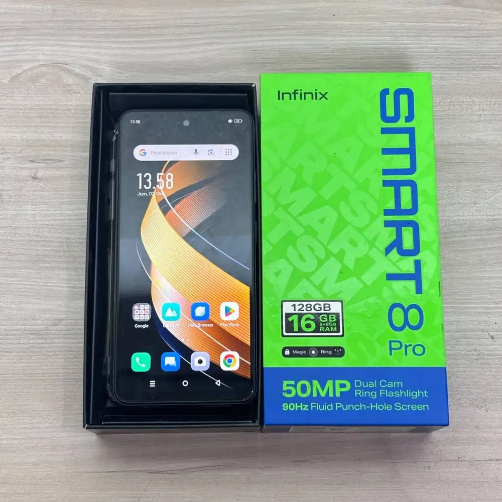HP INFINIX SMART 8 PRO 8/128GB – HELIO G36 – BATERAI 5000mAh– OS 13
