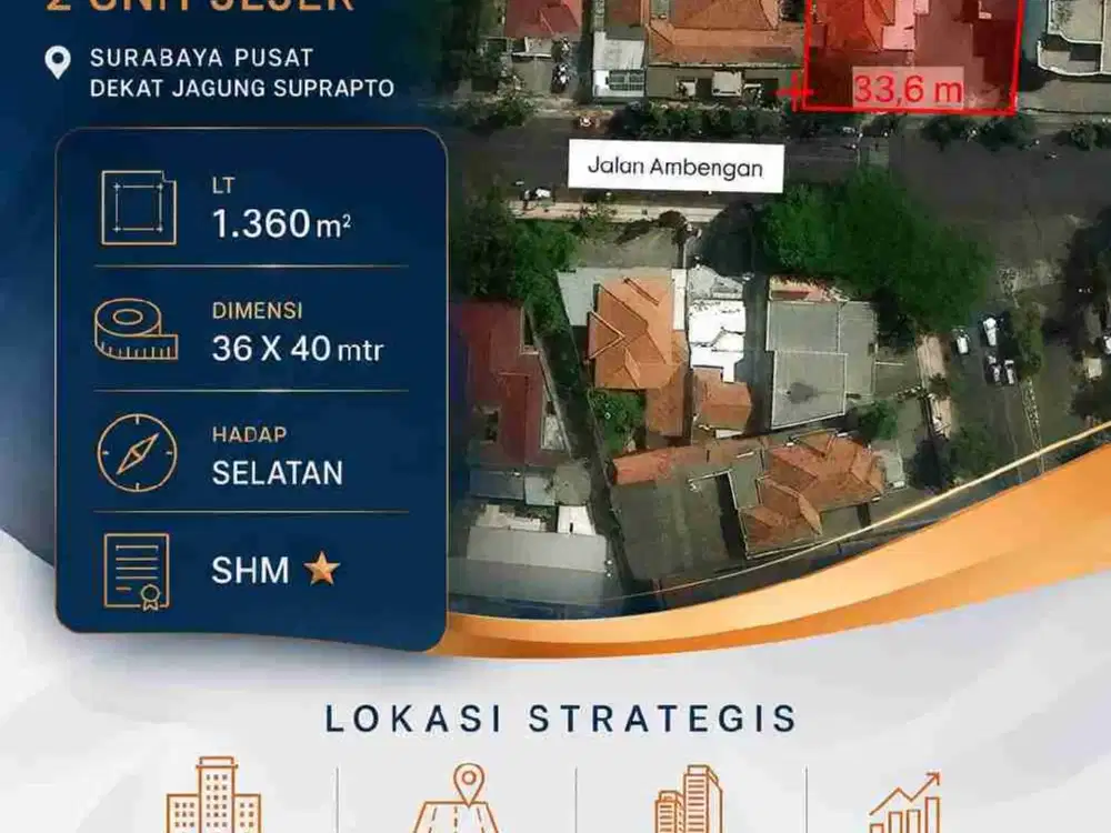 Dijual / disewakan Kavling Komersial 2 unit Jejer di Surabaya Pusat
