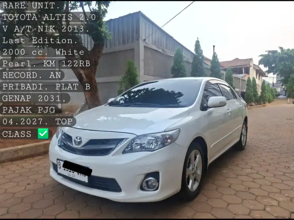 (Harga Cash) Corolla Altis 2.0 V AT NIK 2013 Putih