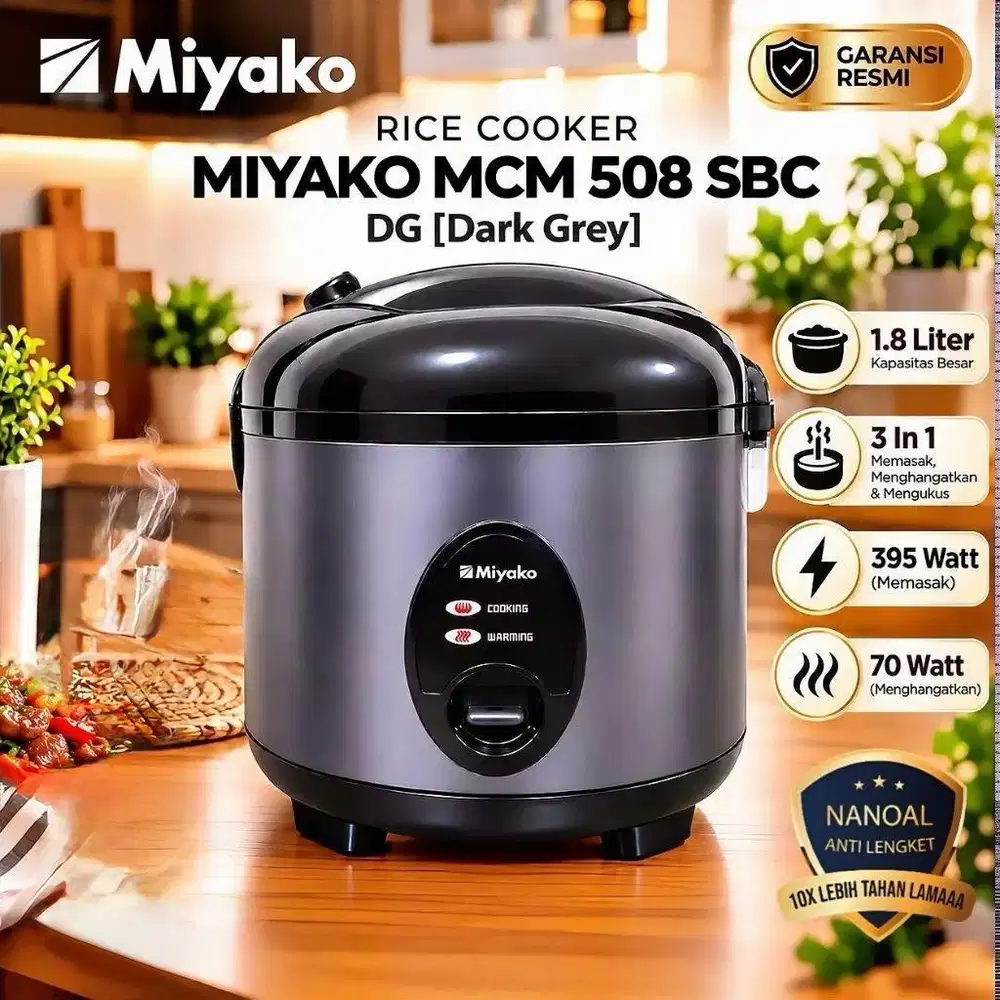 New Smart Rice Cooker 3in1 MIYAKO with Nanoal Pan 1.8Liter
