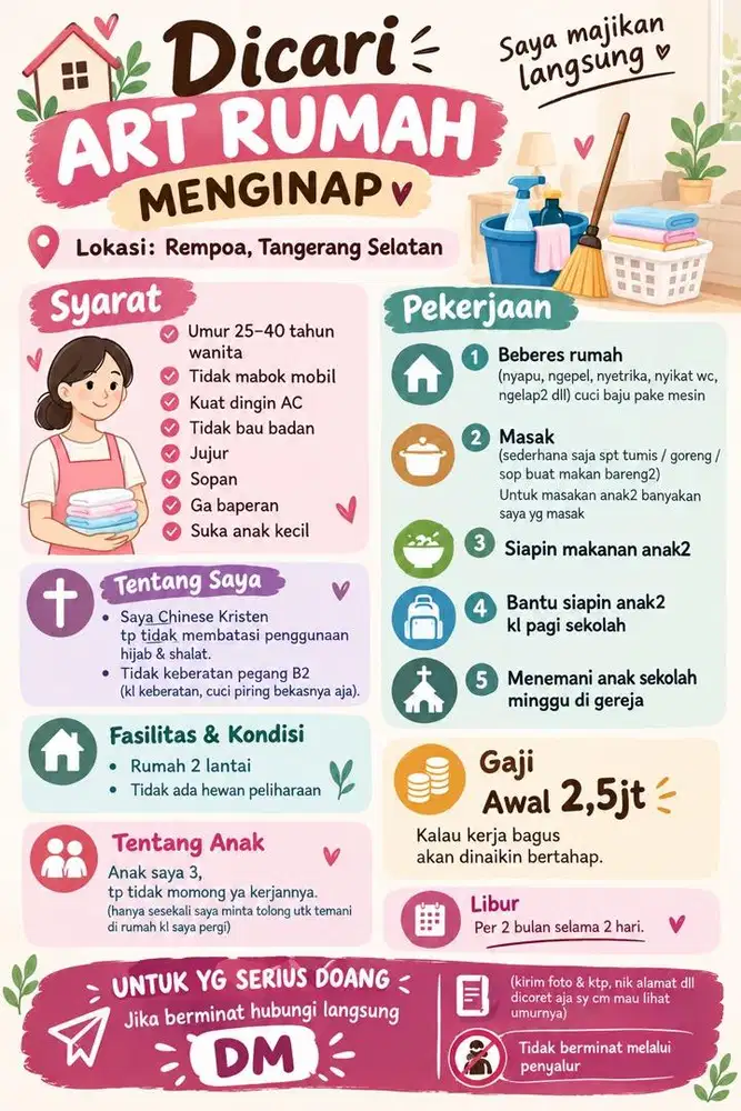 LOKER ART MENGINAP WANITA 25-40 tahun
