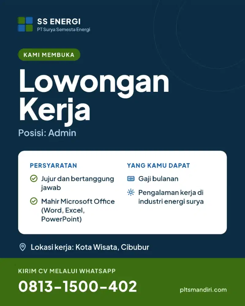 Lowongan posisi admin