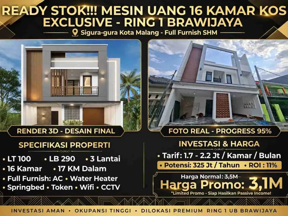 Mesin Uang Kamar Kos Premium Sigura Gura Malang