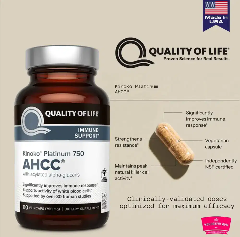Kinoko Platinum AHCC Quality of Life 60 Vegicaps 750 mg